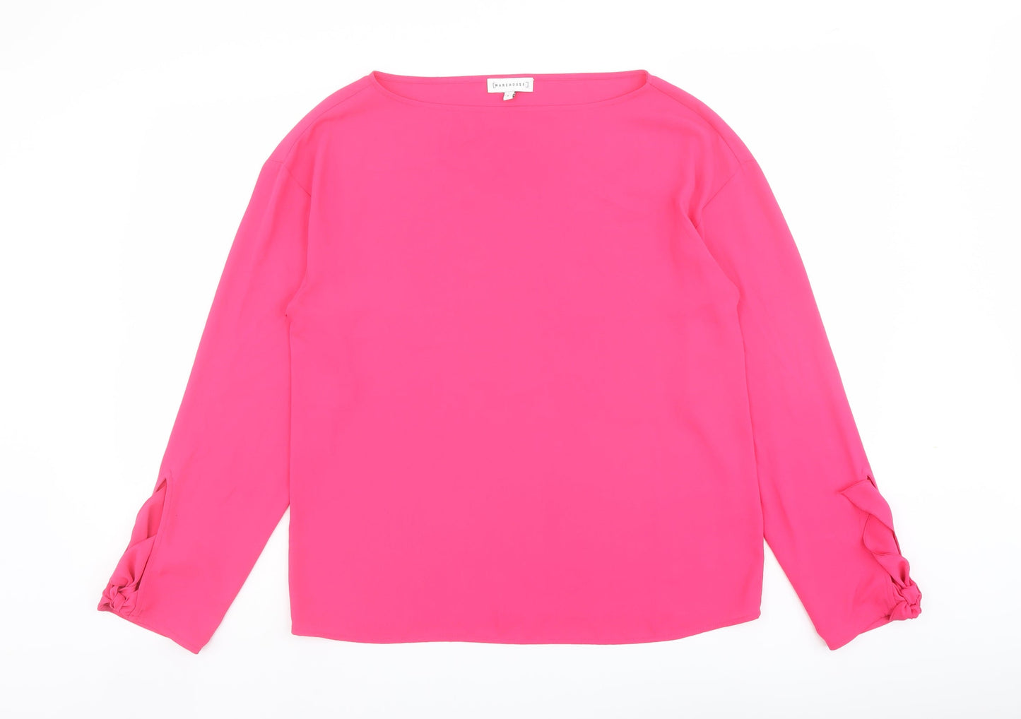 Warehouse Womens Pink Polyester Basic Blouse Size 8 Boat Neck