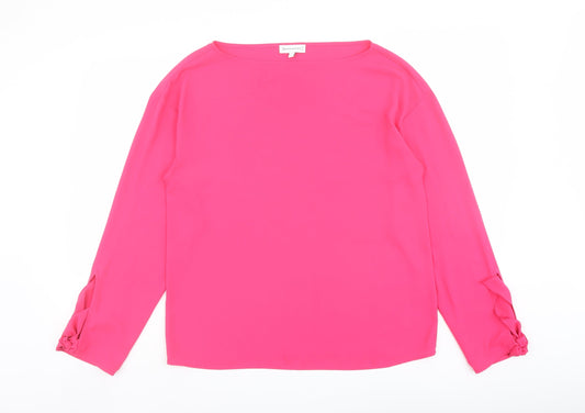 Warehouse Womens Pink Polyester Basic Blouse Size 8 Boat Neck