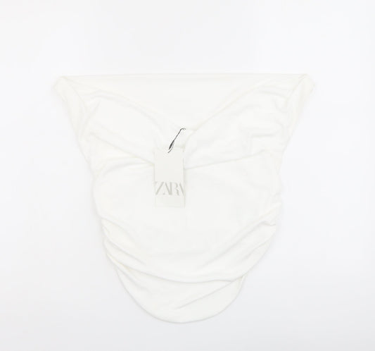 Zara Womens Ivory Polyester Basic Blouse Size M Square Neck - Strapless