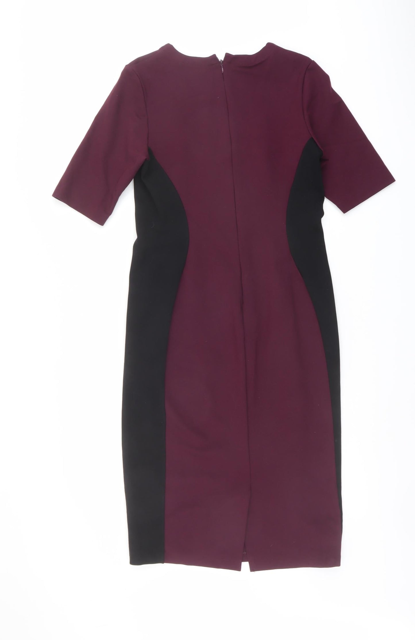 NEXT Womens Purple Viscose Pencil Dress Size 12 Boat Neck Zip