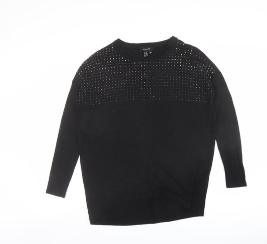 New Look Womens Black Round Neck Polyester Pullover Jumper Size S