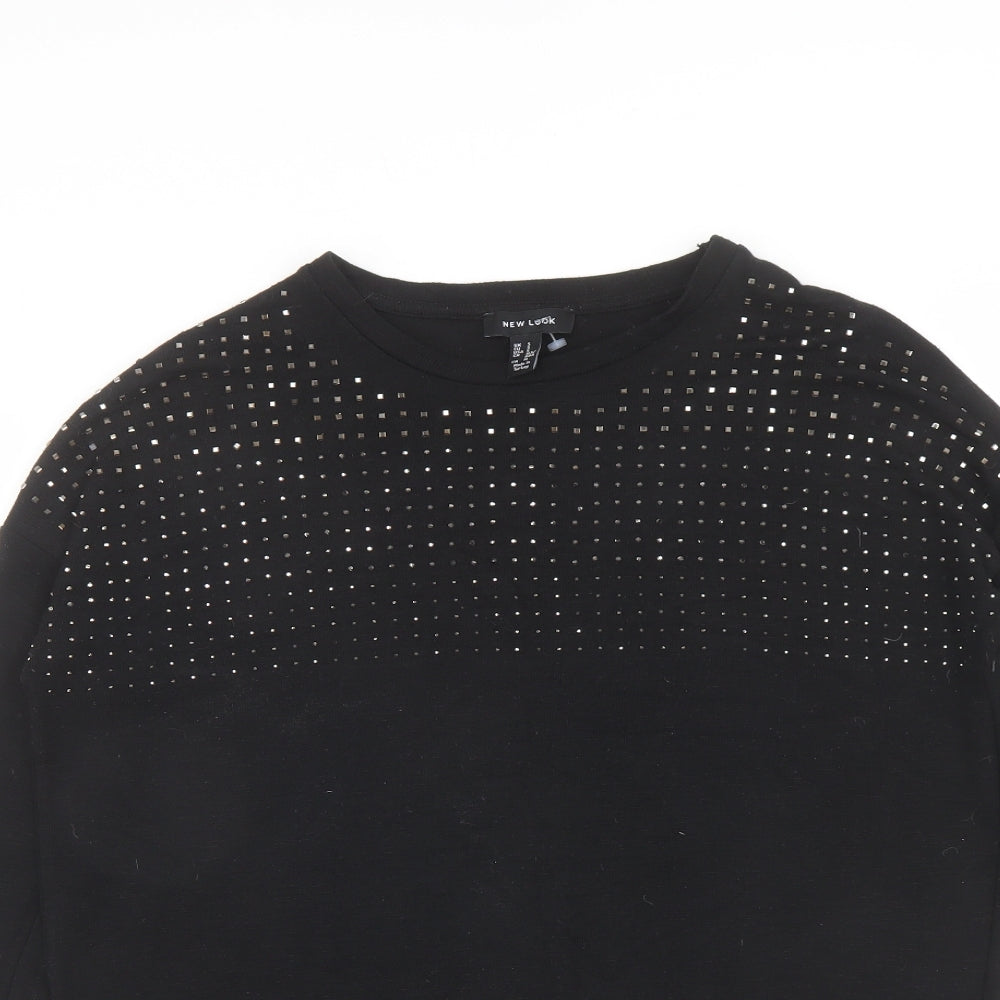 New Look Womens Black Round Neck Polyester Pullover Jumper Size S