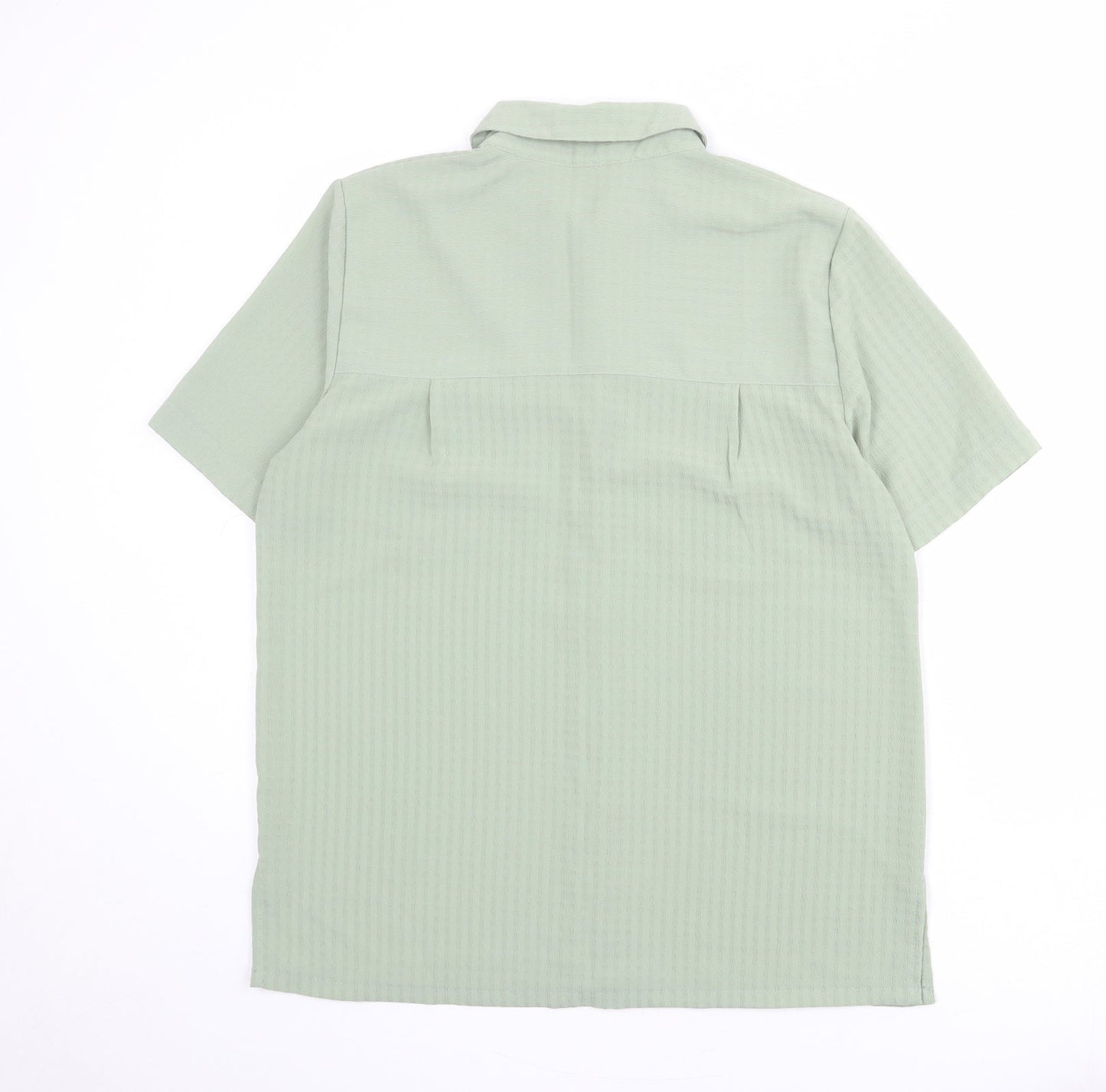 Croft & Barrow Womens Green Check Polyester Basic Button-Up Size M Collared