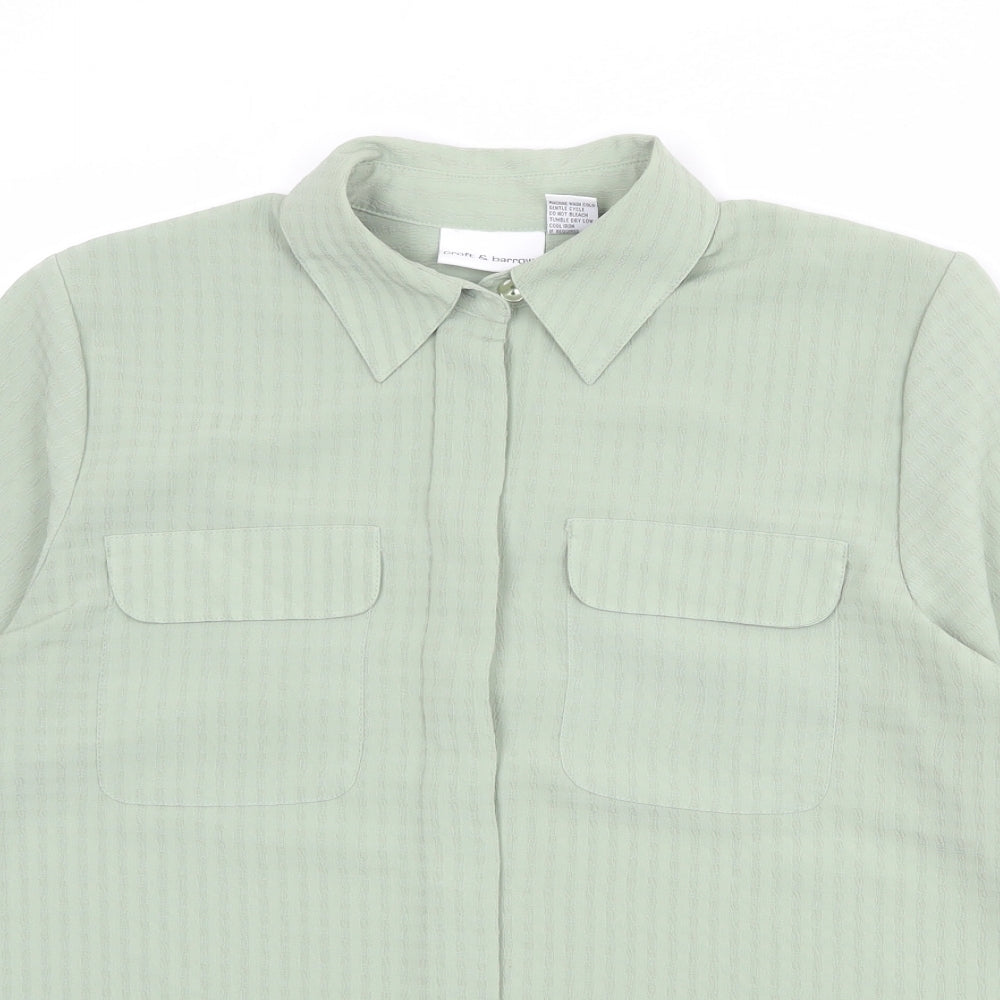 Croft & Barrow Womens Green Check Polyester Basic Button-Up Size M Collared
