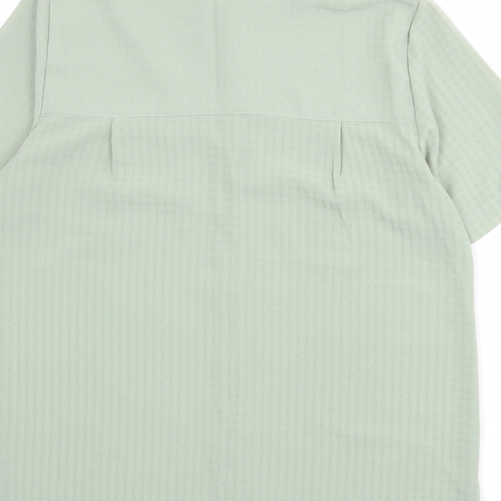 Croft & Barrow Womens Green Check Polyester Basic Button-Up Size M Collared