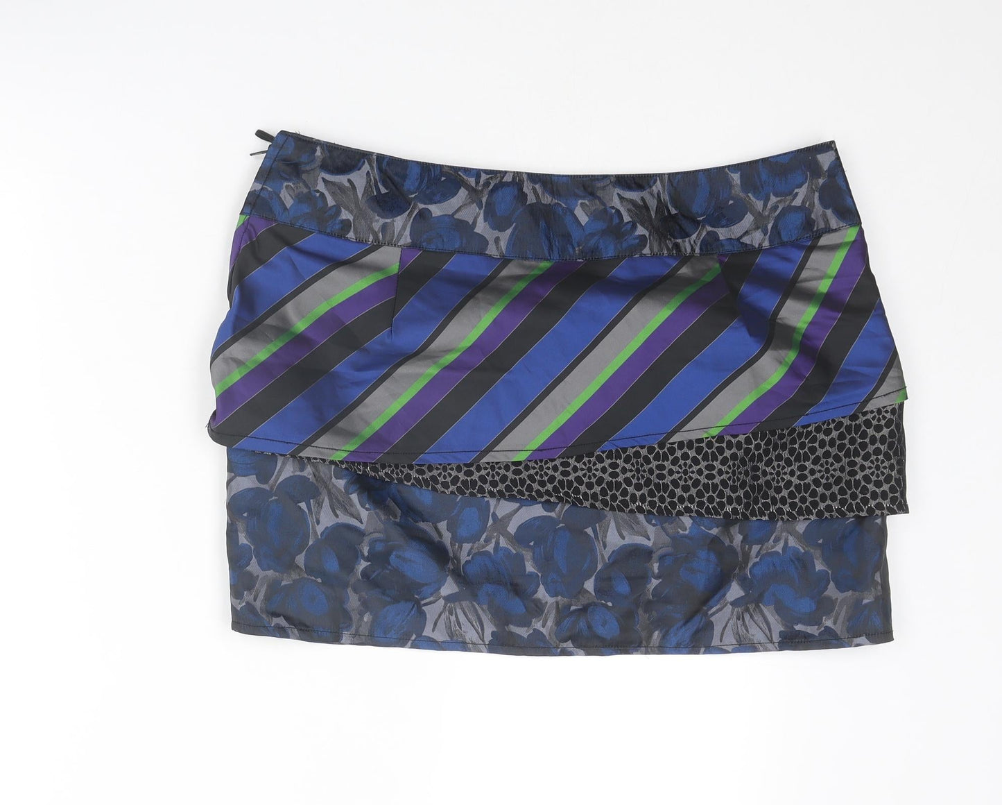 DEPT Womens Multicoloured Geometric Polyester Mini Skirt Size L Zip