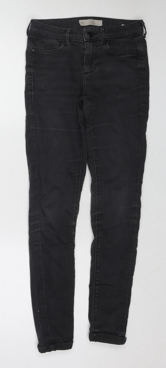 Topshop Womens Black Cotton Skinny Jeans Size 25 in L30 in Regular Zip