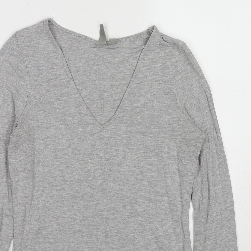ASOS Womens Grey Viscose Basic T-Shirt Size 6 V-Neck
