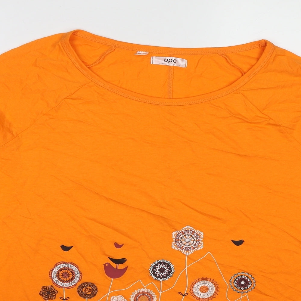 BPC Collection Womens Orange Cotton Basic T-Shirt Size XL Crew Neck