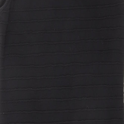 Dorothy Perkins Womens Black Polyester Bodycon Size 12 Mock Neck Zip - Textured