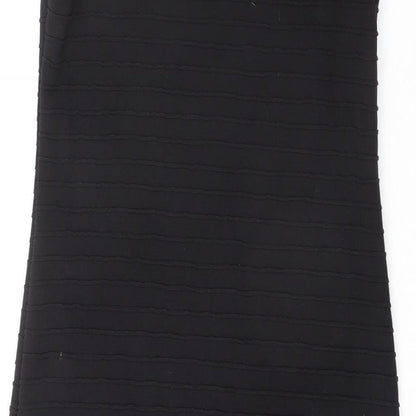 Dorothy Perkins Womens Black Polyester Bodycon Size 12 Mock Neck Zip - Textured