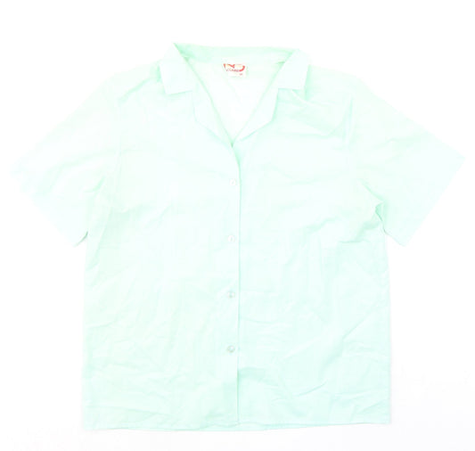 Claire Womens Green Polyester Basic Button-Up Size 14 Collared