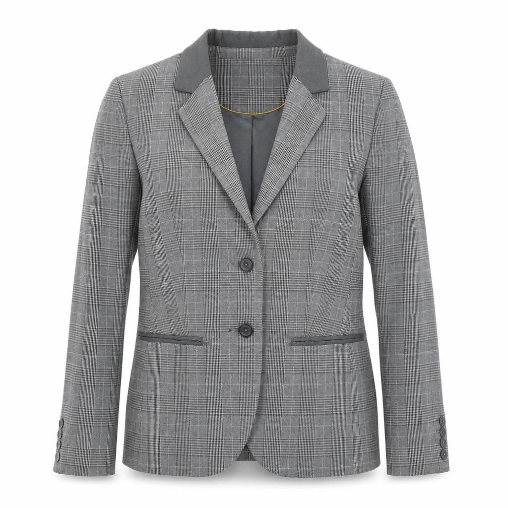 Jackpot Mens Grey Plaid Polyester Jacket Blazer Size 38 Regular