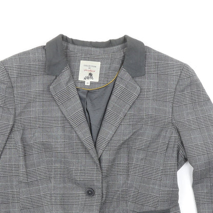 Jackpot Mens Grey Plaid Polyester Jacket Blazer Size 38 Regular