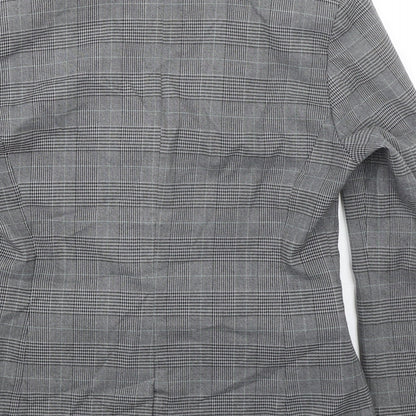 Jackpot Mens Grey Plaid Polyester Jacket Blazer Size 38 Regular
