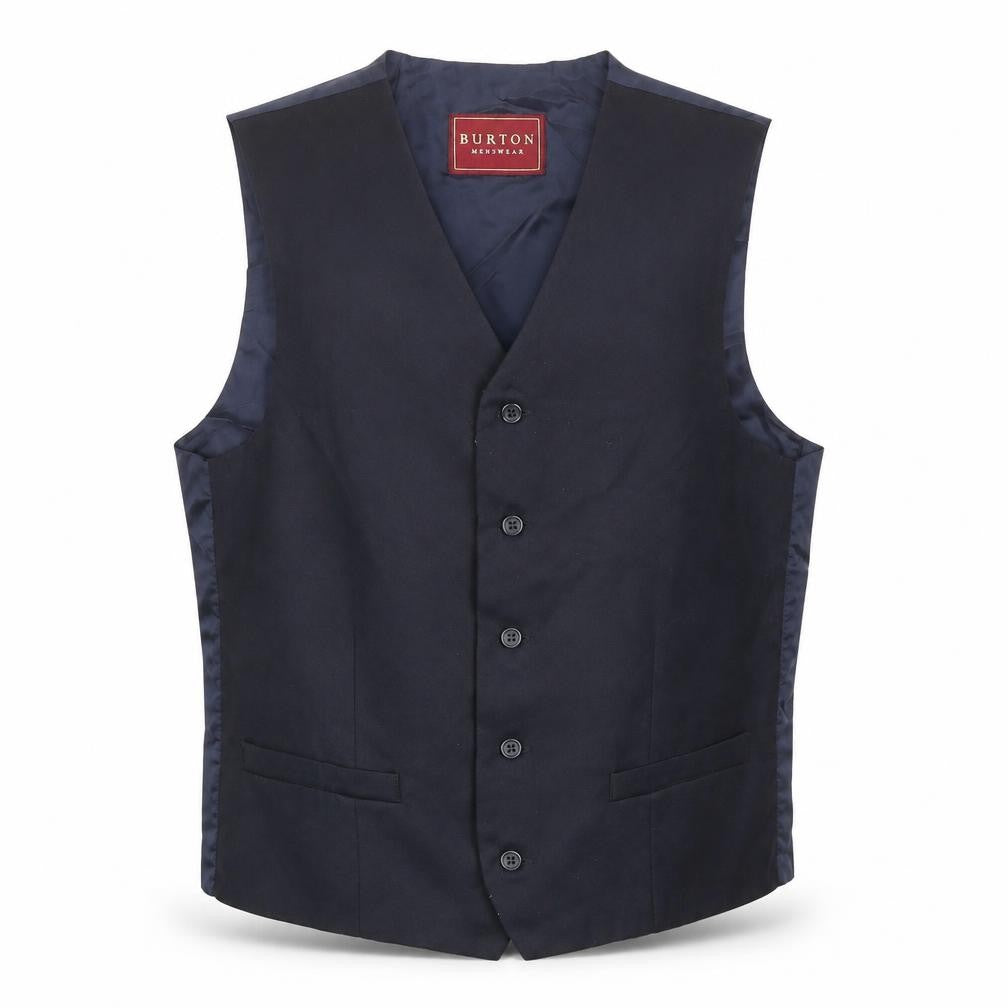 Burton Mens Blue Polyester Jacket Suit Waistcoat Size 40 Regular
