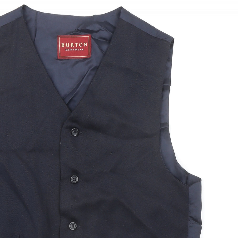 Burton Mens Blue Polyester Jacket Suit Waistcoat Size 40 Regular