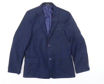 Additional front view of VivaKi boys’ blue jacket, size 8, years button - suit jacket