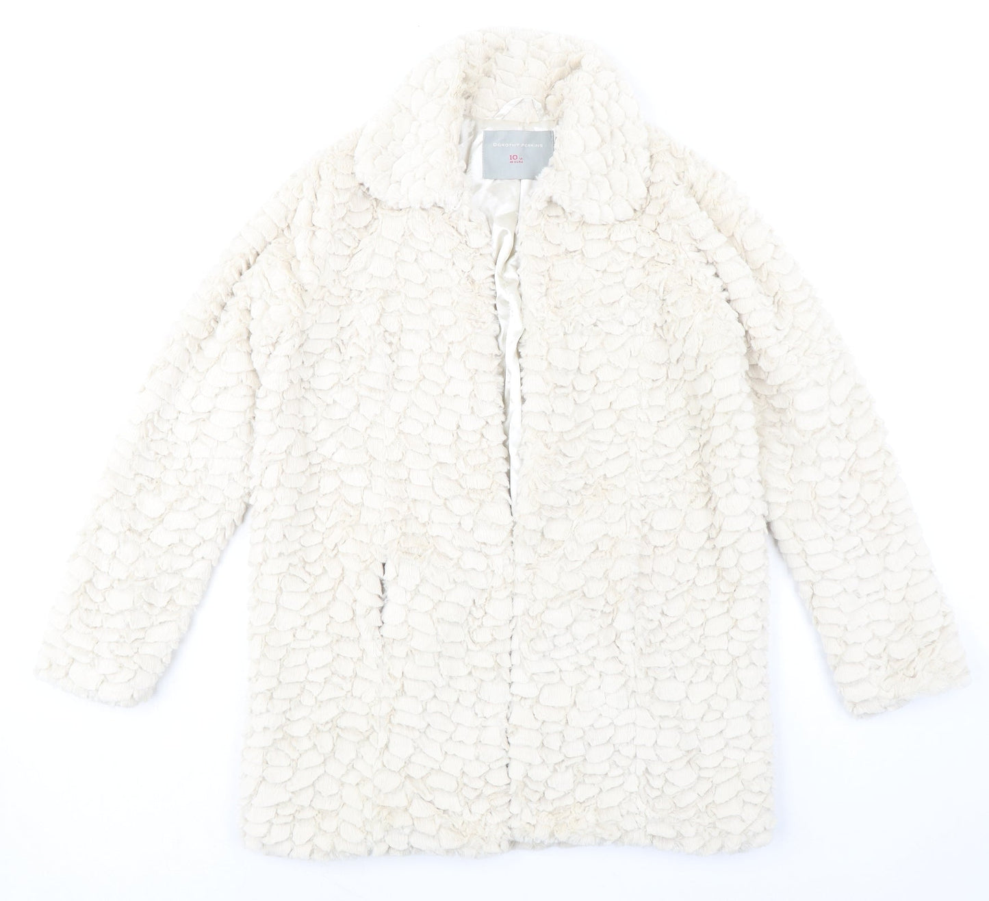 Dorothy Perkins Womens Ivory Jacket Size 10 Hook & Eye - Textured
