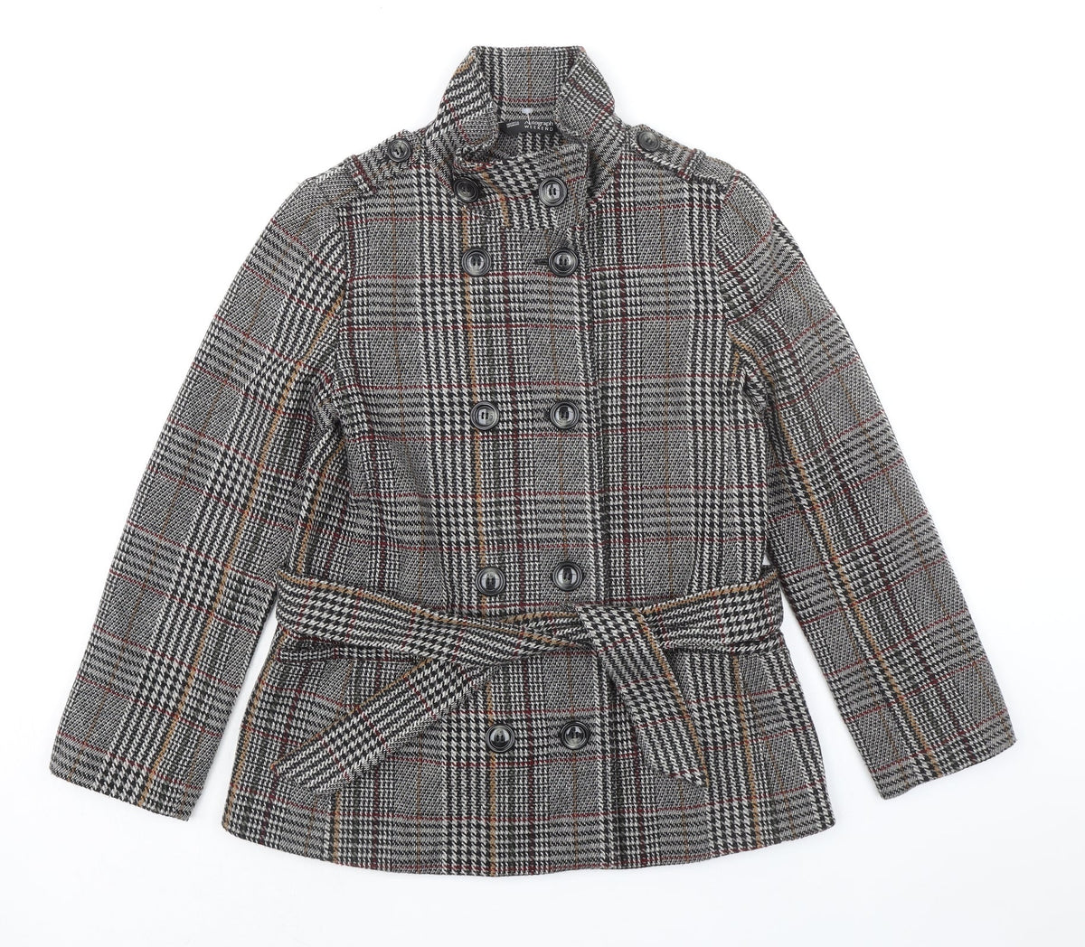 Marks & Spencer Womens Grey Plaid Jacket Size 10 Button