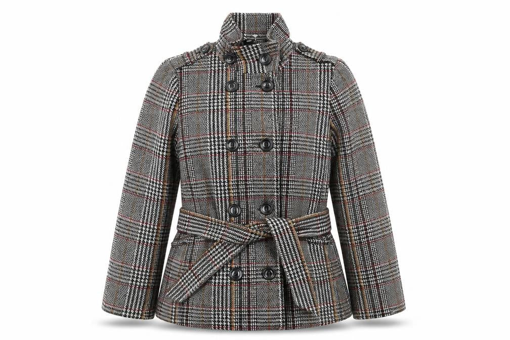 Marks & Spencer Womens Grey Plaid Jacket Size 10 Button