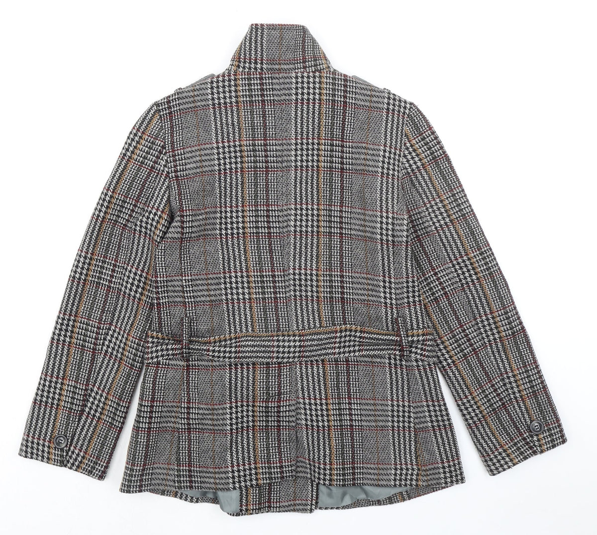 Marks & Spencer Womens Grey Plaid Jacket Size 10 Button