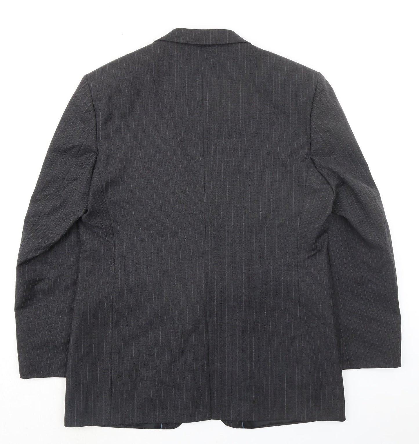 Burton Mens Grey Striped Polyester Jacket Suit Jacket Size 42 Regular