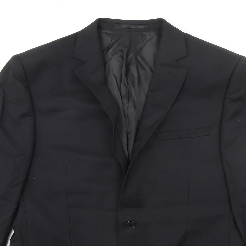 Lanificio Mens Black Wool Jacket Suit Jacket Size 40 Regular