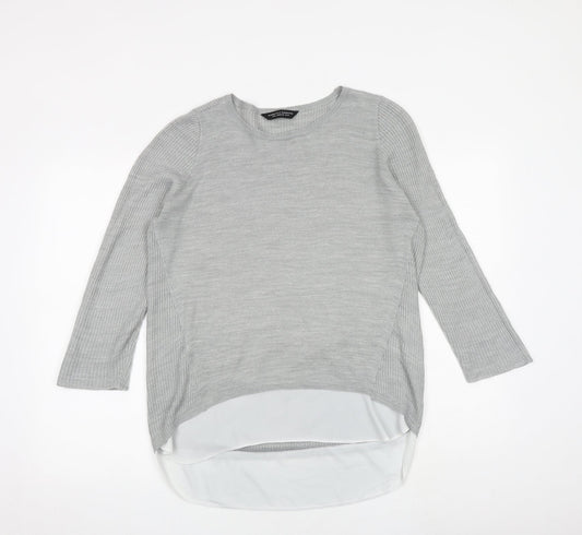 Dorothy Perkins Womens Grey Round Neck Acrylic Pullover Jumper Size 10