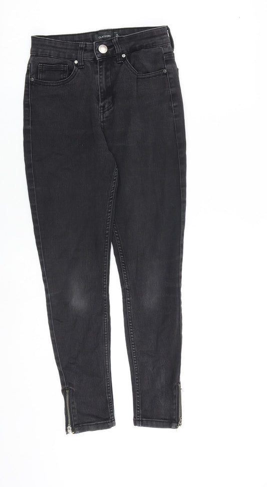 Glassons Womens Grey Cotton Skinny Jeans Size 6 L26 in Regular Zip - Ankle Zip