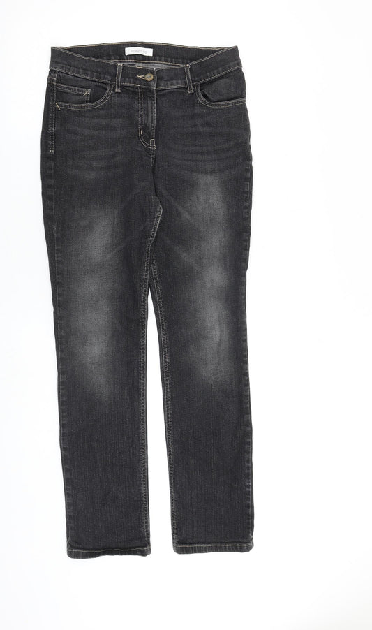 Marks and Spencer Womens Grey Cotton Skinny Jeans Size 10 L30 in Regular Zip