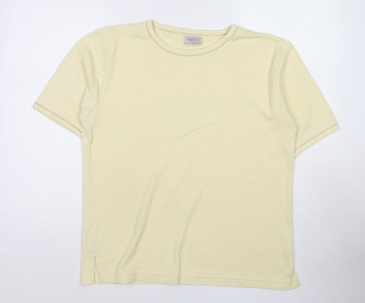 Mackays Womens Yellow Cotton Basic T-Shirt Size S Crew Neck