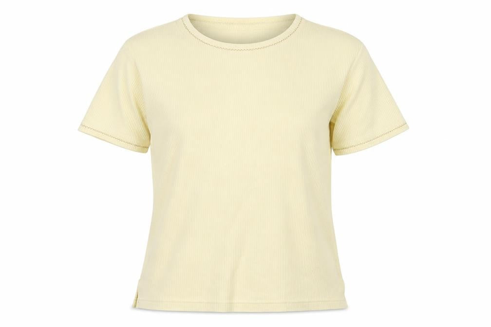 Mackays Womens Yellow Cotton Basic T-Shirt Size S Crew Neck