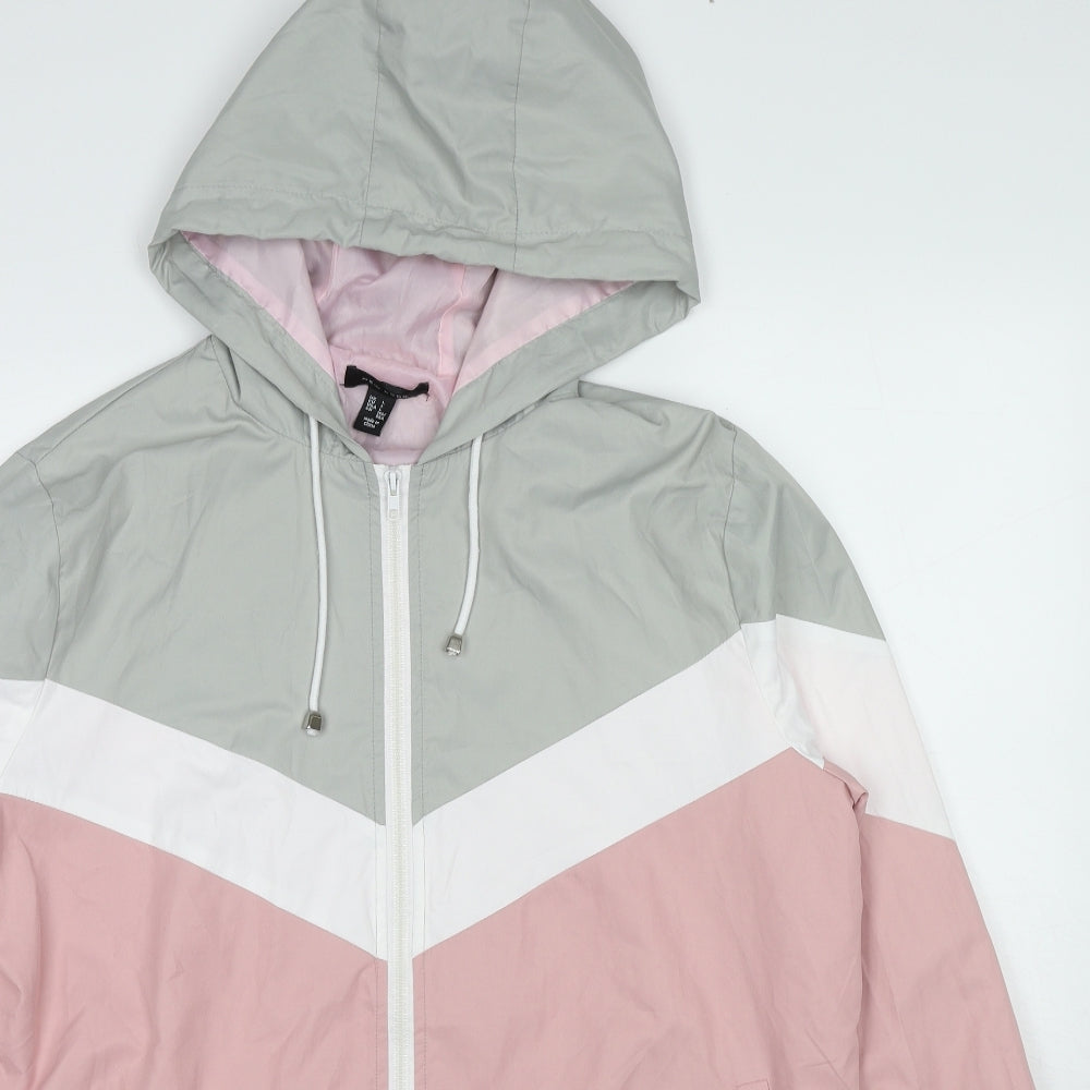 New Look Womens Pink Geometric Jacket Size L Zip