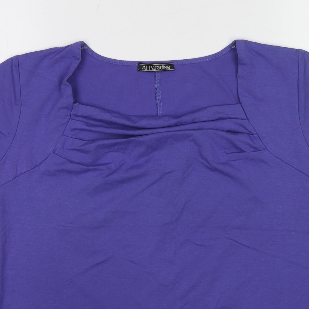 Ai Paradise Womens Purple Viscose Basic Blouse Size L Square Neck