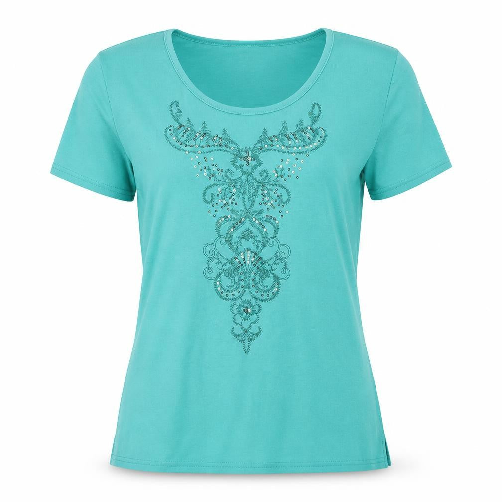 Paramour Womens Green Polyester Basic T-Shirt Size S Scoop Neck - Size S-M
