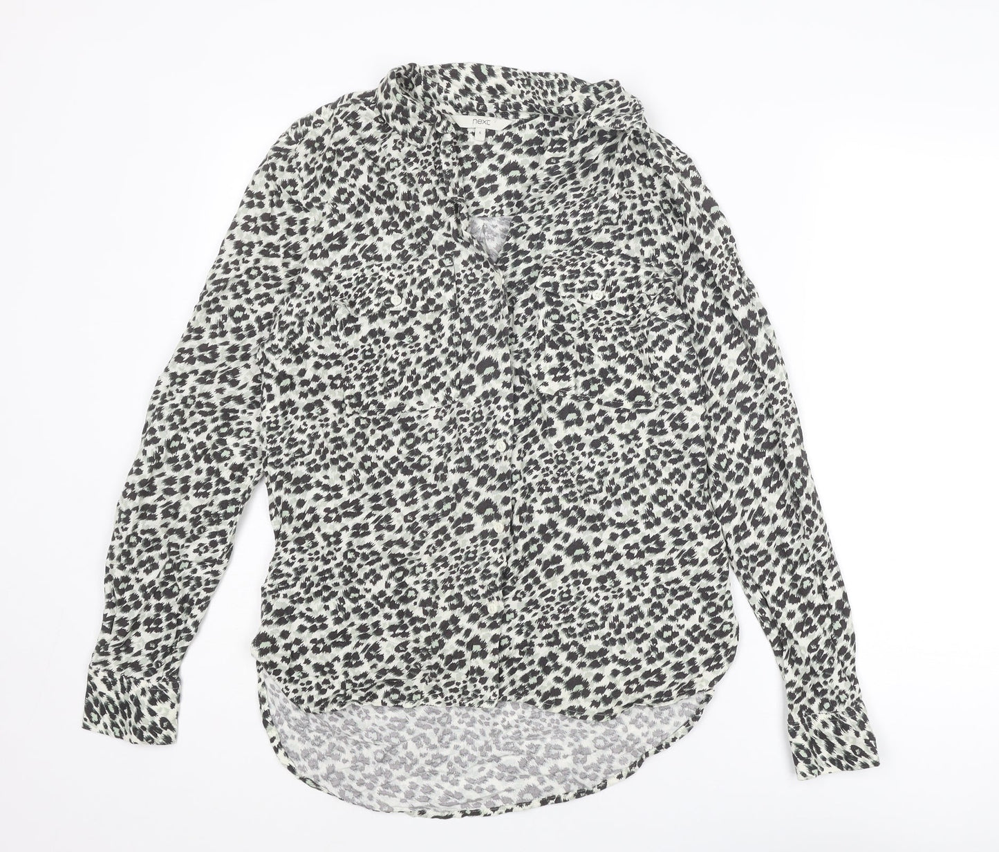 NEXT Womens Multicoloured Animal Print Viscose Basic Button-Up Size 6 Collared - Leopard Print