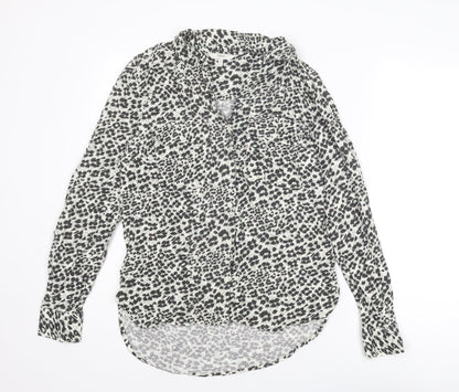 Next Womens Multicoloured Animal Print Viscose Basic Button-Up Size 6 Collared - Leopard Print