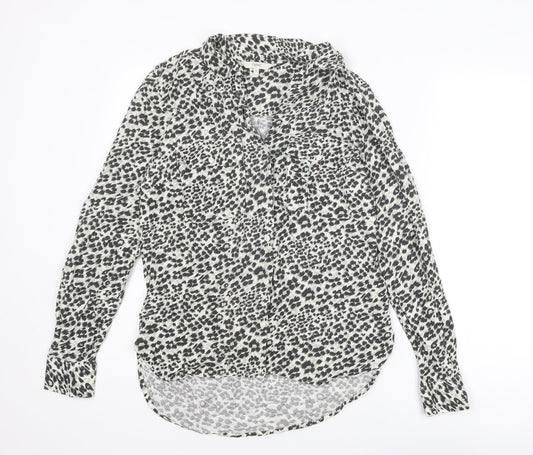 NEXT Womens Multicoloured Animal Print Viscose Basic Button-Up Size 6 Collared - Leopard Print