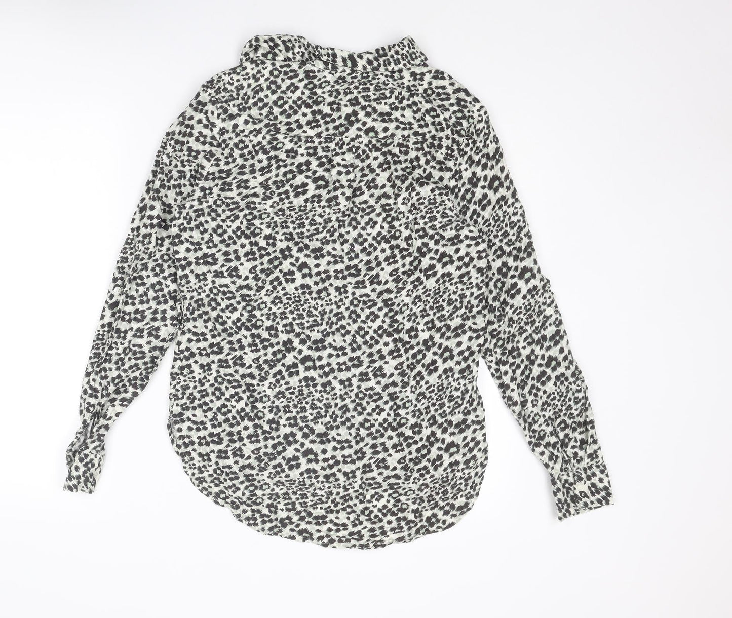 NEXT Womens Multicoloured Animal Print Viscose Basic Button-Up Size 6 Collared - Leopard Print