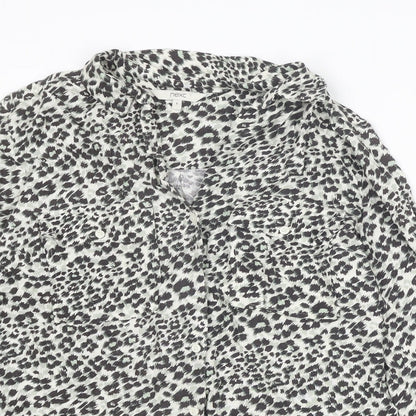Next Womens Multicoloured Animal Print Viscose Basic Button-Up Size 6 Collared - Leopard Print