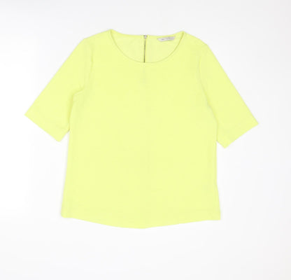 Marks & Spencer Womens Yellow Polyester Basic Blouse Size 12 Round Neck