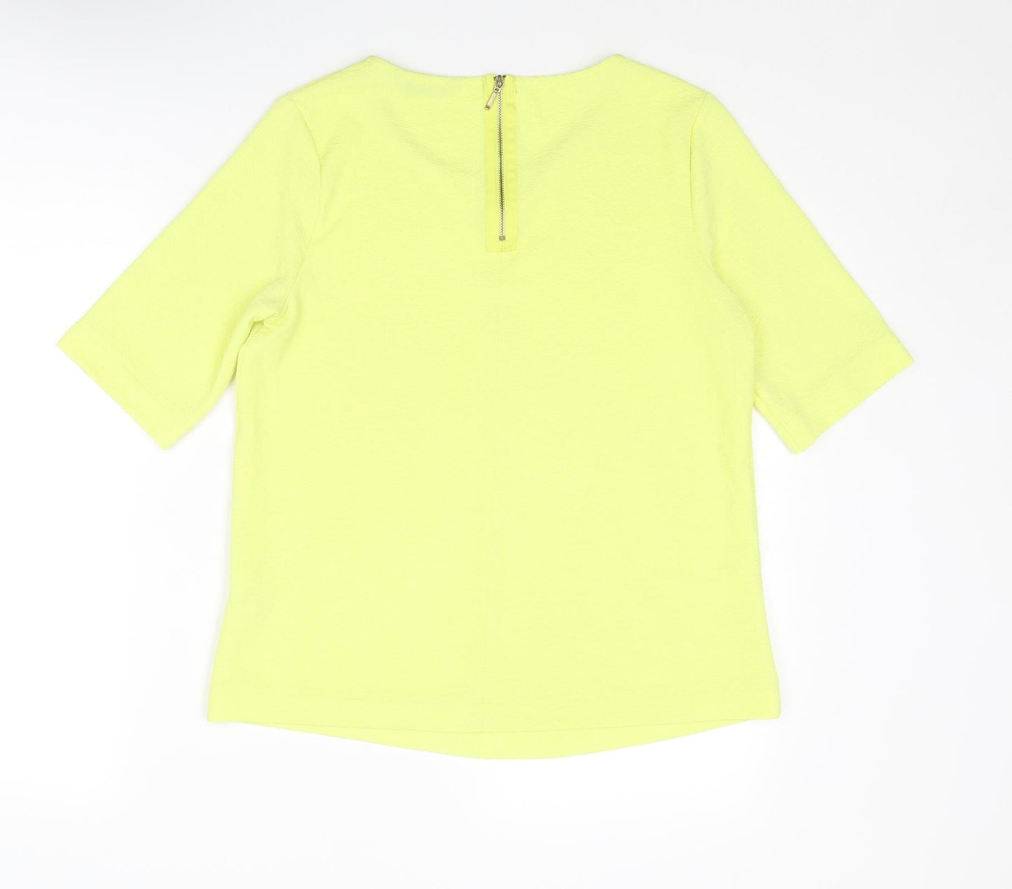 Marks and Spencer Womens Yellow Polyester Basic Blouse Size 12 Round Neck