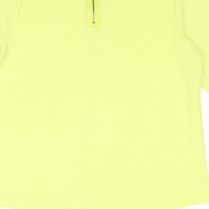 Marks & Spencer Womens Yellow Polyester Basic Blouse Size 12 Round Neck
