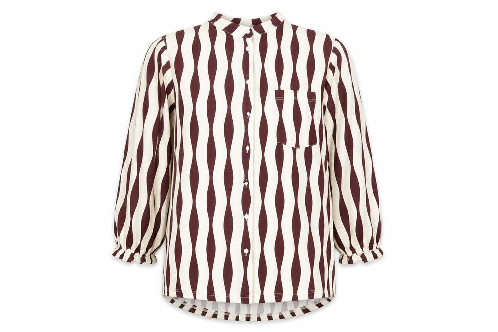NEXT Womens Brown Geometric Polyester Basic Button-Up Size 12 Round Neck
