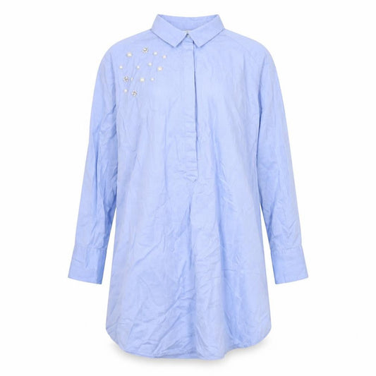 H&M Womens Blue Cotton Shirt Dress Size XS Collared Button
