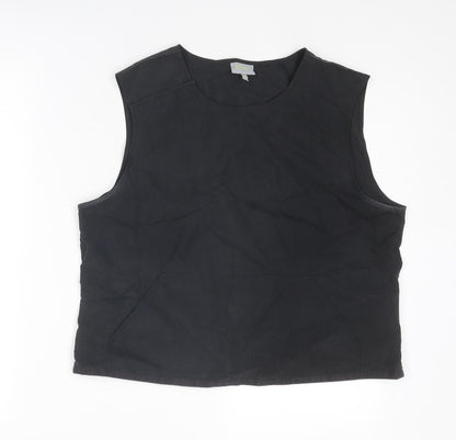 Oasis Womens Black Viscose Basic Tank Size 16 Round Neck