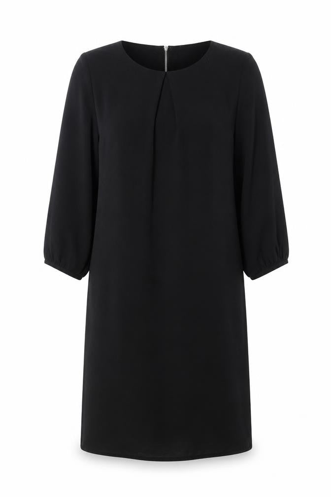 H&M Womens Black Polyester A-Line Size 8 Round Neck Zip
