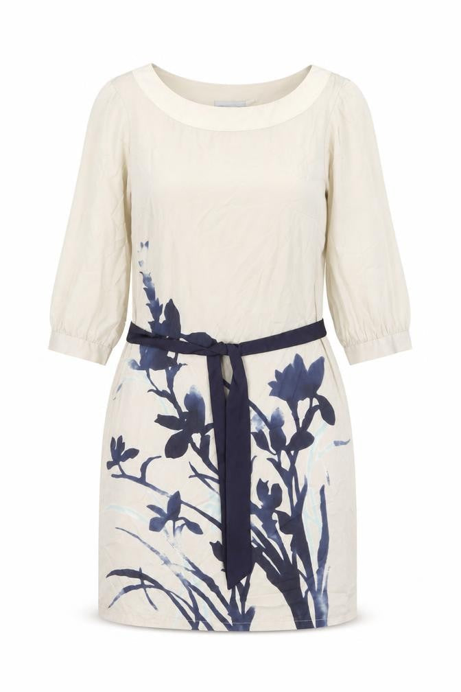 H&M Womens Grey Floral Polyester Shift Size 8 Boat Neck Pullover