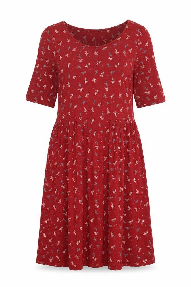 Indigo Womens Red Geometric Viscose A-Line Size 8 Boat Neck Pullover